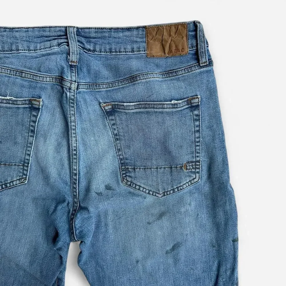 Extremely distressed aeropostale straight leg denim